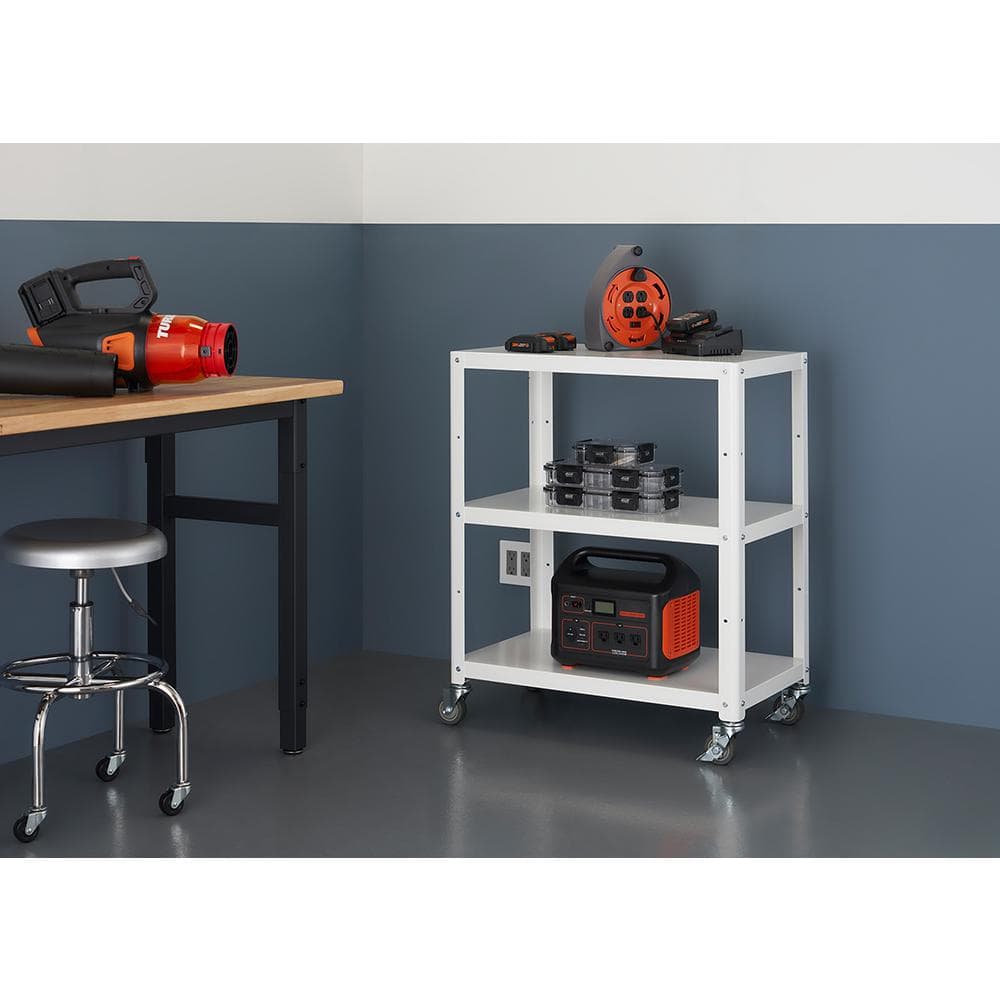 3-Tier Metal Utility Cart with Wheels in White - Hercitys