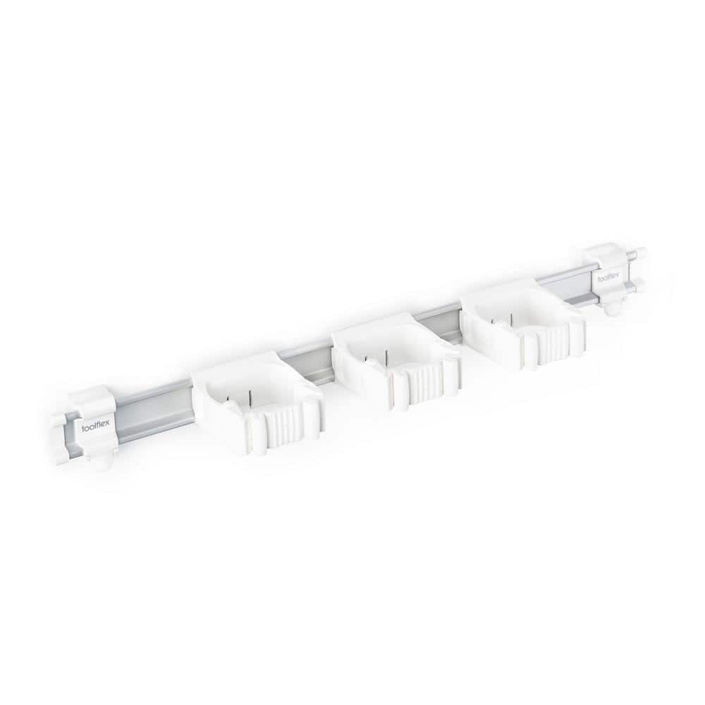 21.5 in. Universal Garage Storage Rail System with 3 White One-Size-Fits-All Holders - Hercitys