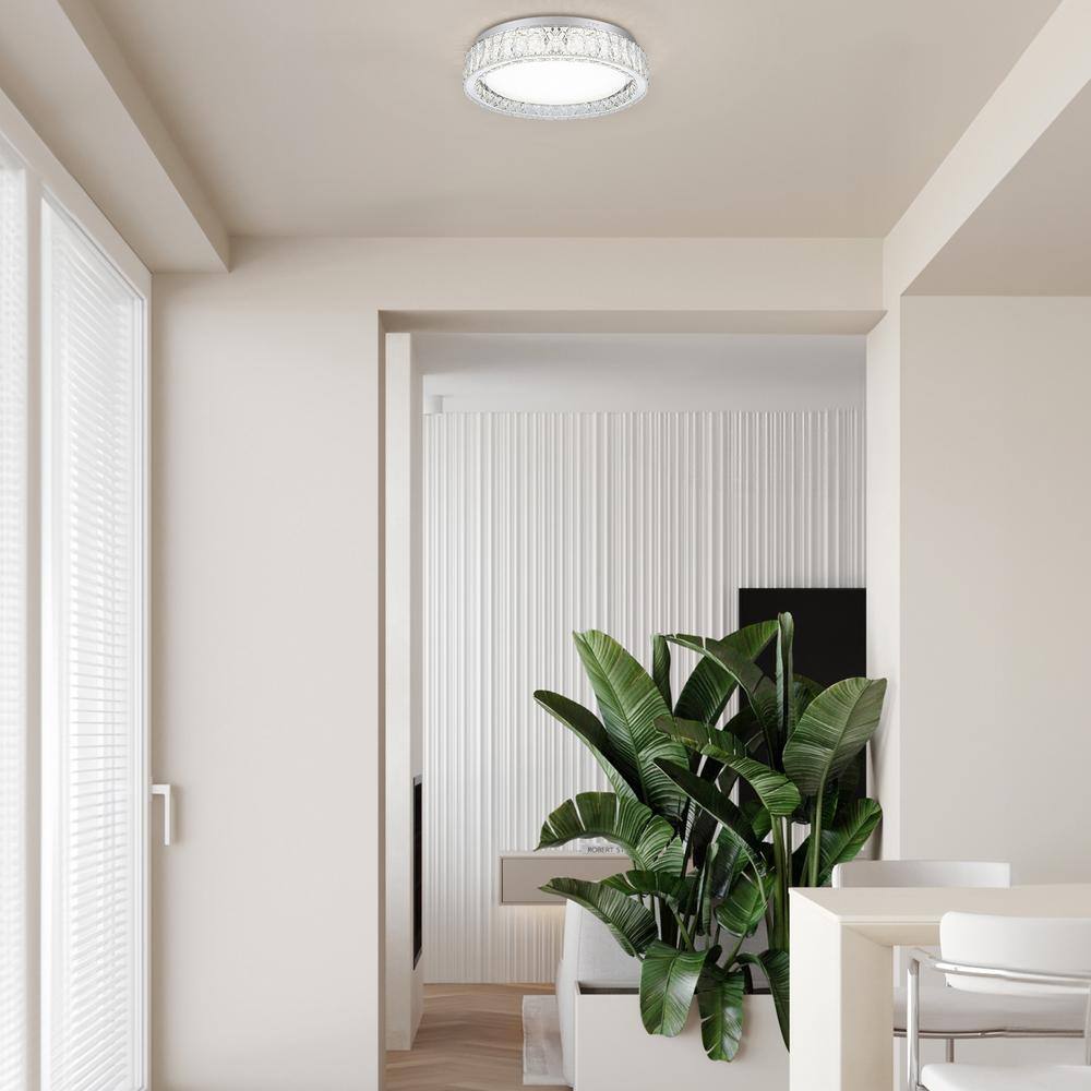 13.7 in. 1-Light Modern Crystal Chrome LED Flush Mount Ceiling Light - Hercitys