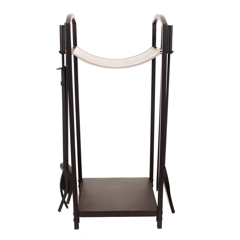 5-Piece Fireplace Tool Set with Log Bin - Hercitys