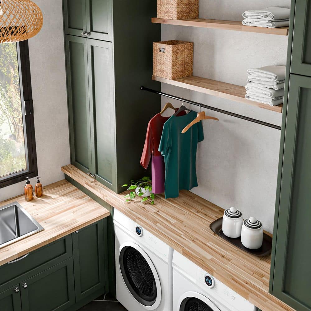 4 ft. L x 25 in. D Unfinished Acacia Solid Wood Butcher Block Countertop With Square Edge - Hercitys