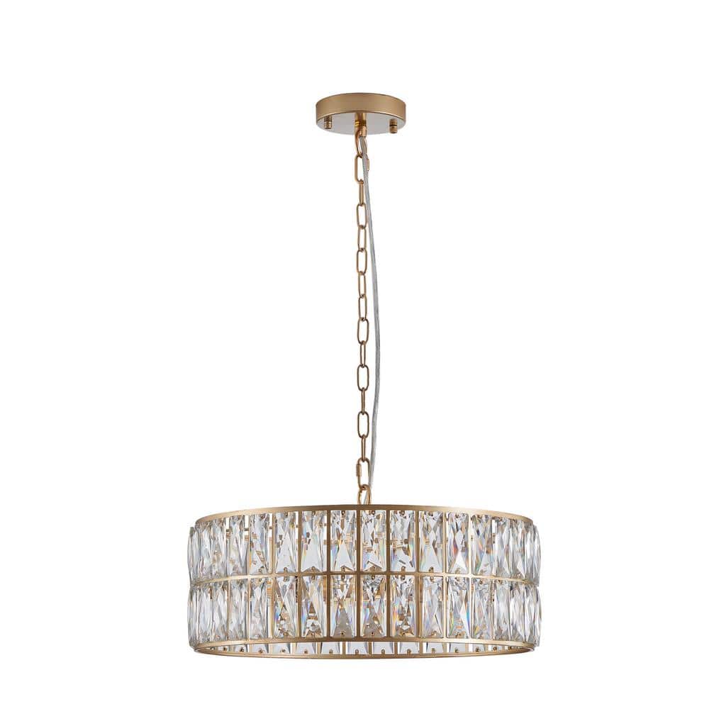 17.7 in. 6-Light Silver Semi-Flush Mount with Crystal Shade and No Bulbs Included Drum Ceiling Lights Crystal Chandelier - Hercitys