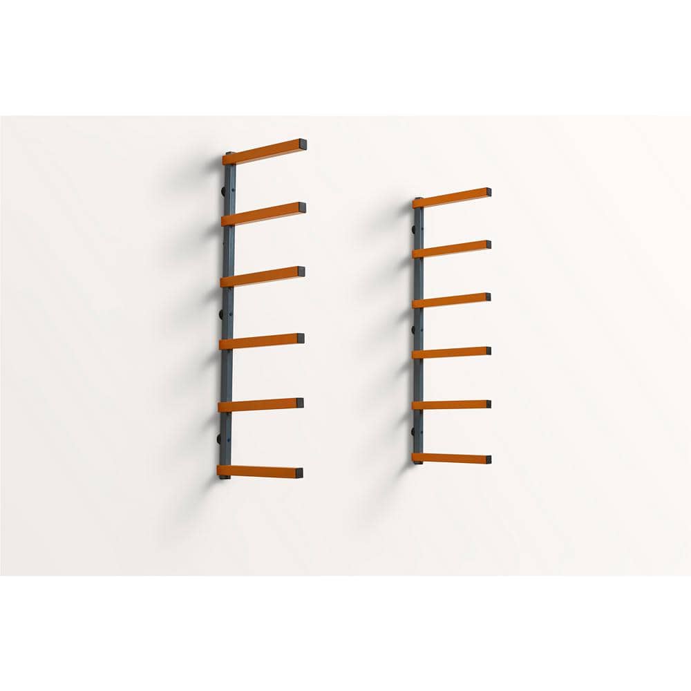 39.5 in. H x 72 in. W x 12.5 in. D 6-Level Orange/Gray Mounted Steel Garage Wall Shelf - Hercitys