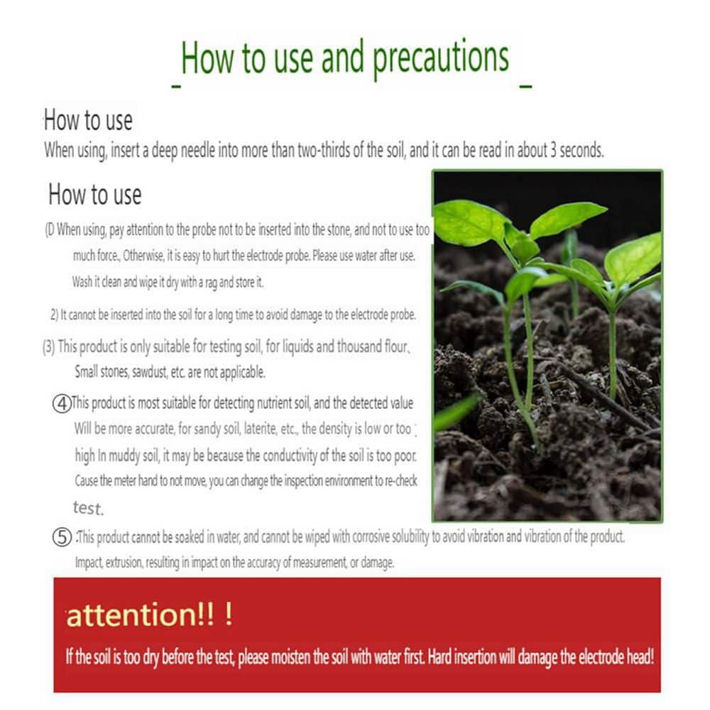 5-in-1 Soil Moisture Meter Flower and Gardening PH Tester ABS and Metal with Digital Display - Hercitys
