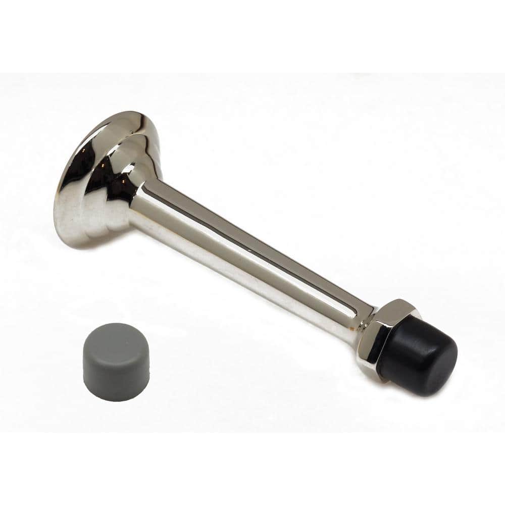 3-3/4 in. Solid Brass Fancy 3-Ring Base Door Stop in Bright Nickel - Hercitys