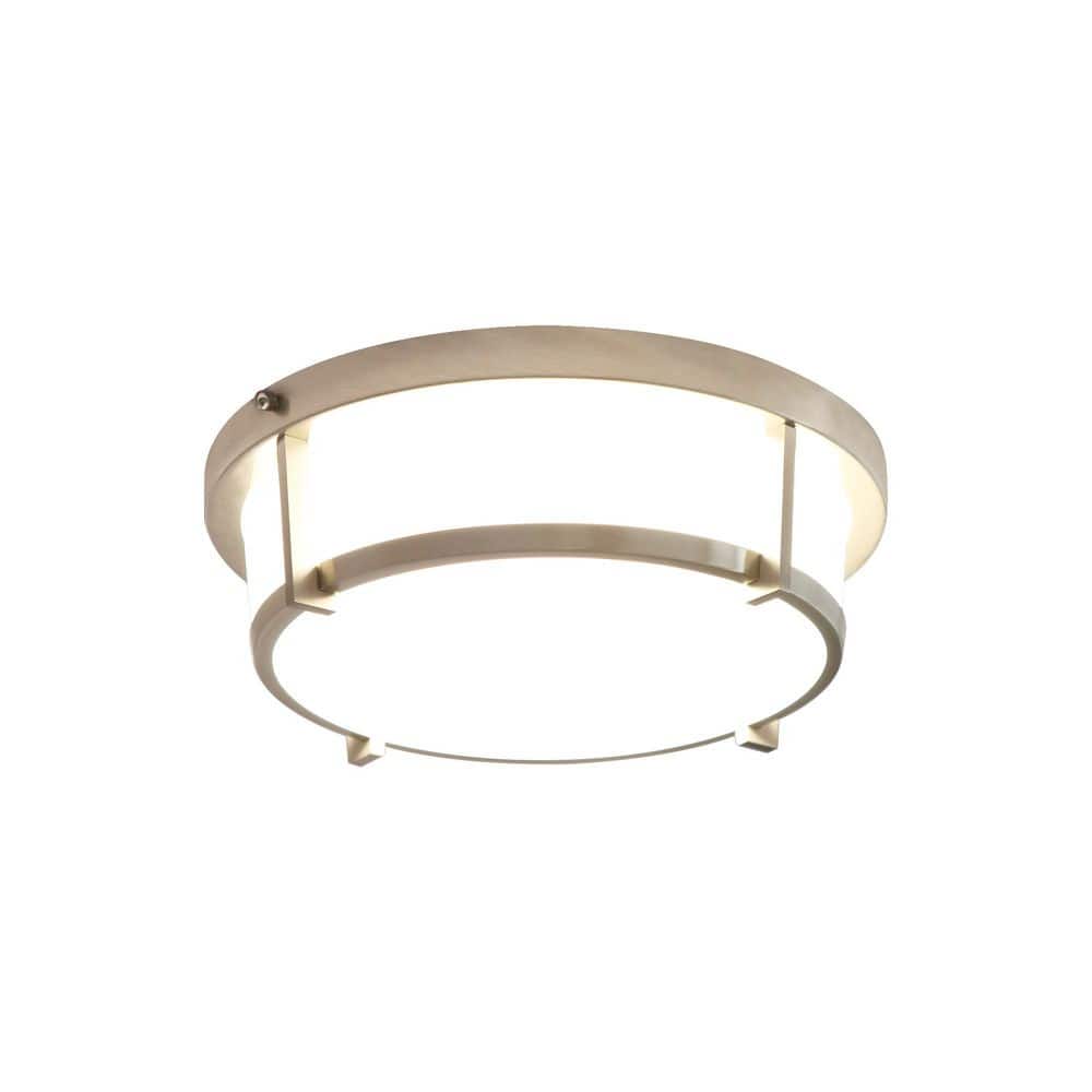 13 in. Brushed Nickel Dimmable Flush Mount with Plastic Shade Dim to Warm 2700K-4000K and Integrated LED Light - Hercitys