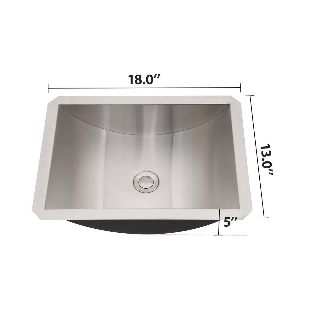 16-Gauge Stainless Steel 18 in. Undermount Bar Sink with Pop Up Drain in Brushed Nickel - Hercitys