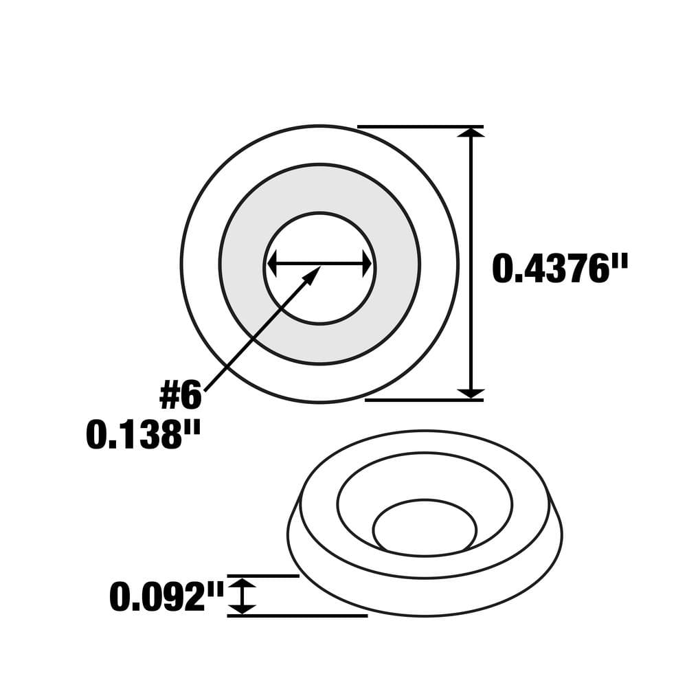 #6 Nickel Plated Finishing Washer (100-Piece) - Hercitys