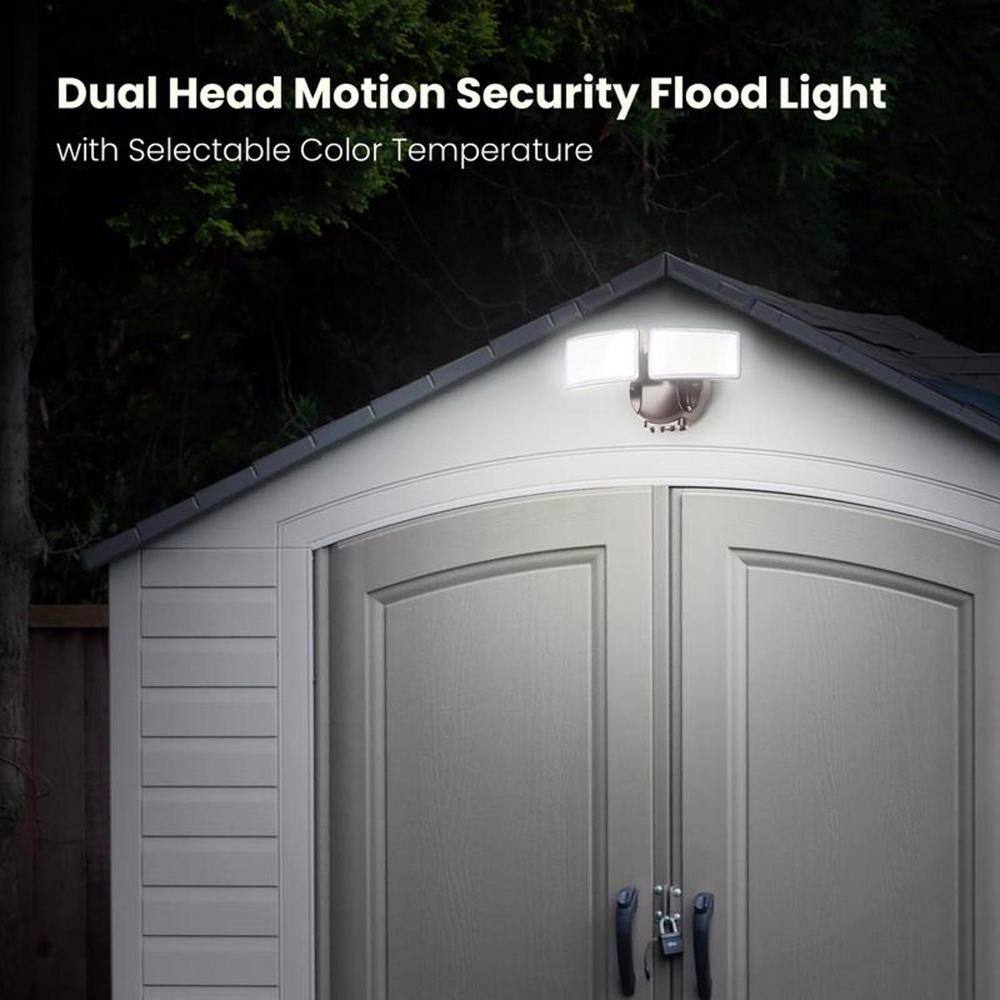 48-Watt 5000 Lumens Motion-Sensing Hardwired LED Bronze Security Flood Light - Hercitys