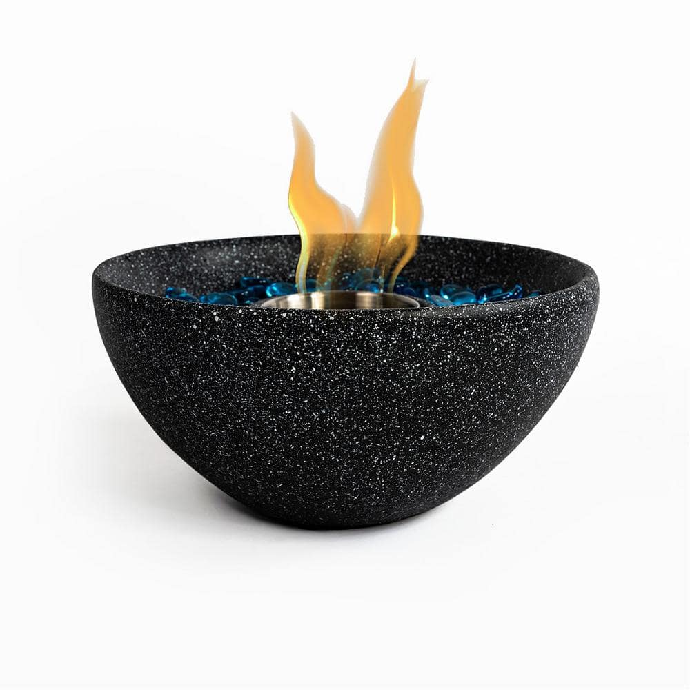 10.63 in. W x 10.63 in. L x 5.12 in. H Tabletop Fire Pit Ethanol Fireplace Black - Hercitys
