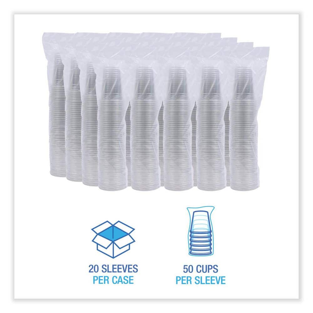 16 oz. Clear Disposable Plastic Cups, Cold Drinks, PET, 20-Cups/Sleeve, 50 Sleeves/Carton - Hercitys