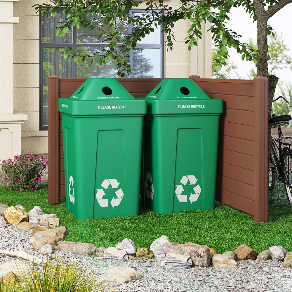 37.5 in. Plastic Air Conditioner Garden Fence, ith Stakes Pool Equipment Fence Screen Brown - Hercitys