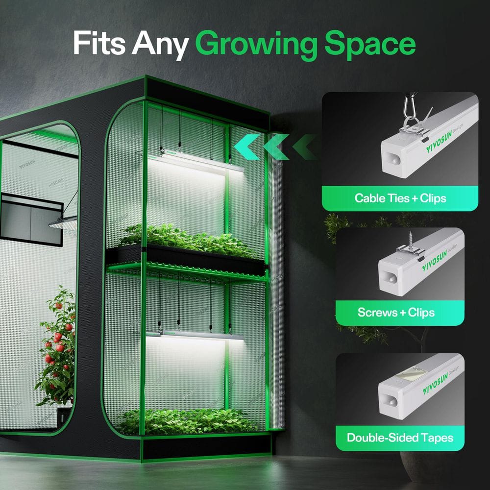 2 ft. 15-Watts 5000K T5 Linear LED Grow Light, Full Spectrum, ‎Cool White (4-Pack) - Hercitys