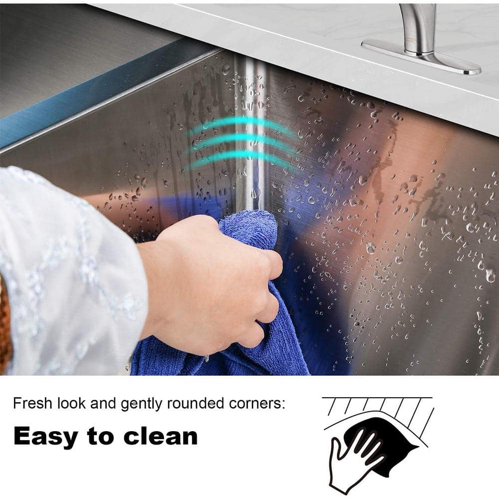 27 in. Undermount Single Bowl 16-Gauge 304 Stainless Steel Kitchen Sink with Bottom Grid and Strainer - Hercitys