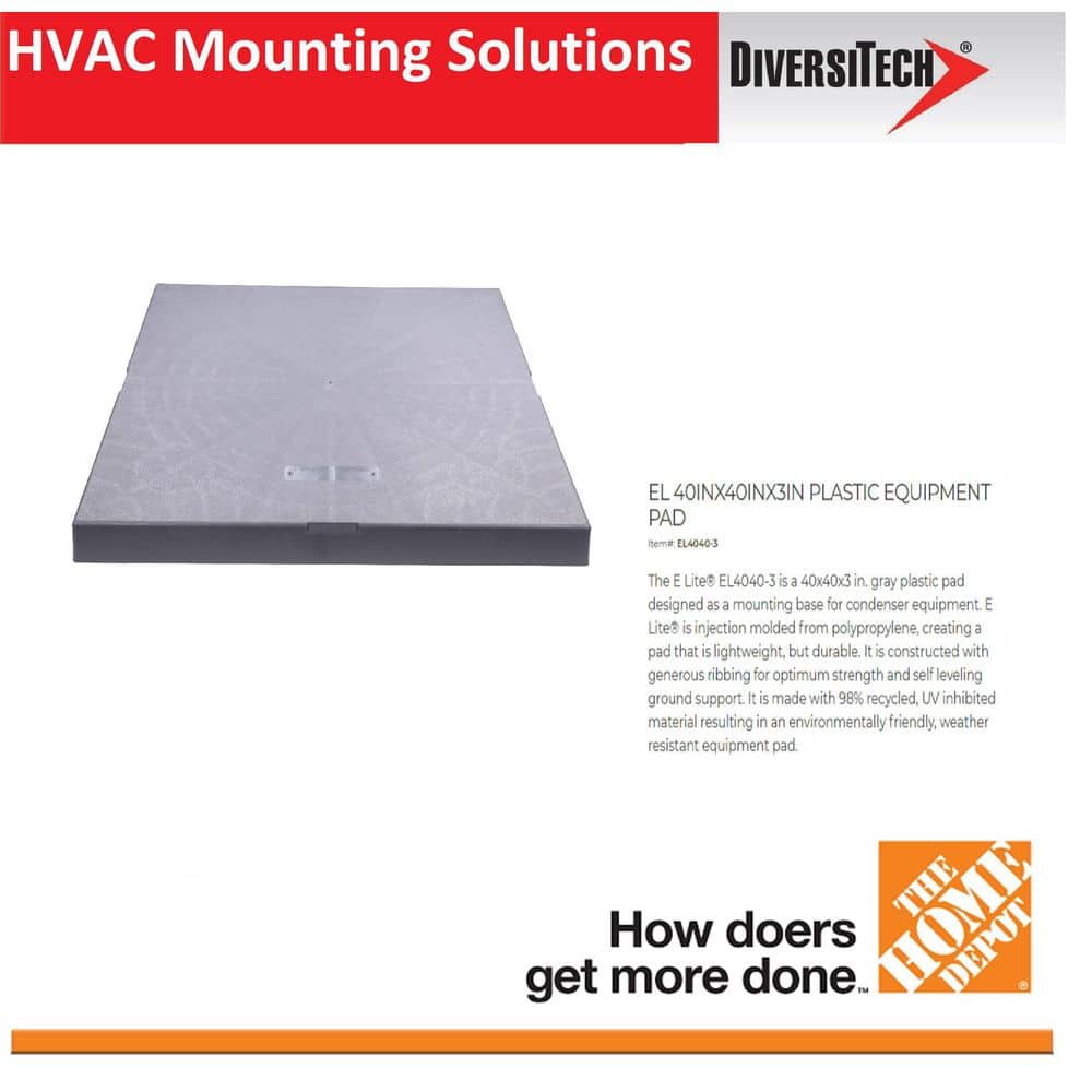 40 in. x 40 in. x 3 in. E-Lite Plastic HVAC Condensing Unit Pad - Hercitys