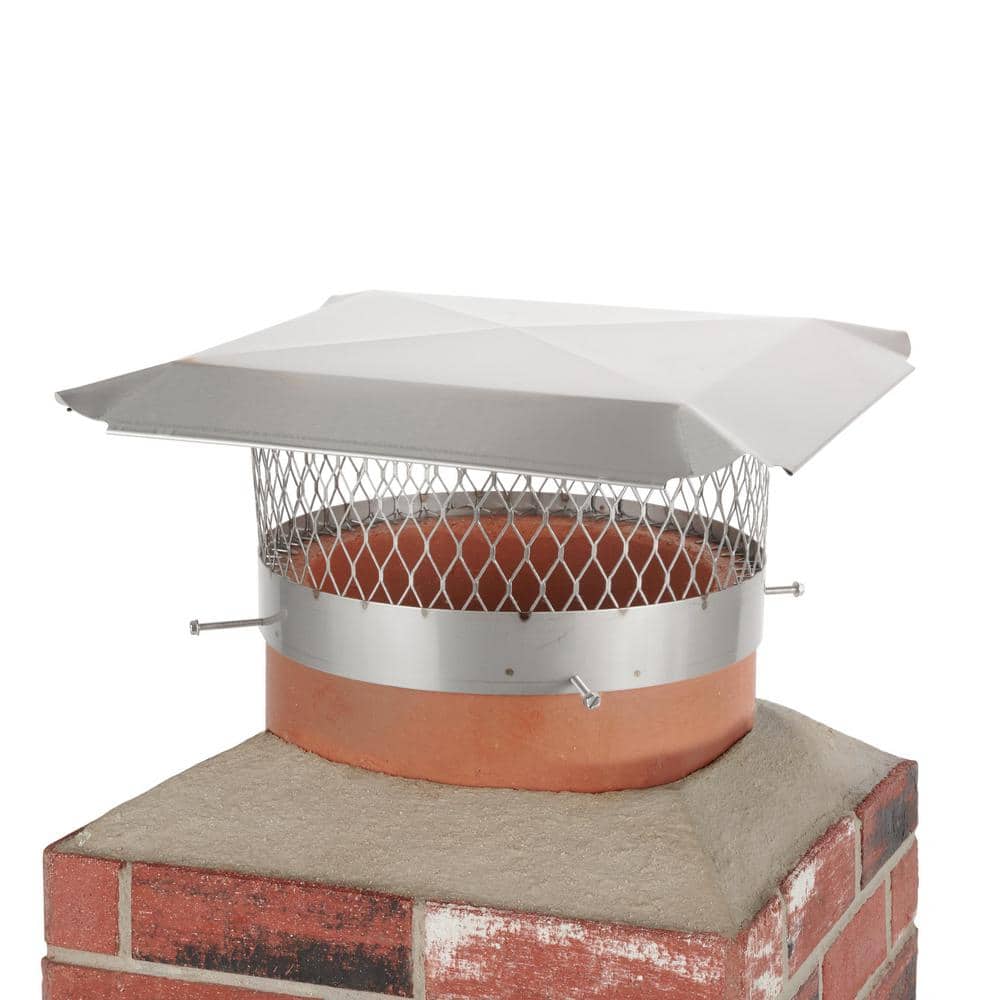 14 in. Round Bolt-On Single Flue Chimney Cap in Stainless Steel - Hercitys