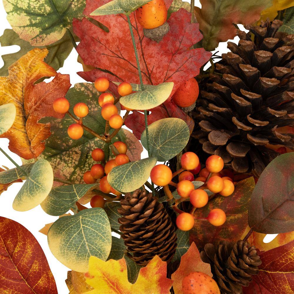 26 in. Unlit Berries and Pinecones Artificial Fall Harvest Wreath - Hercitys