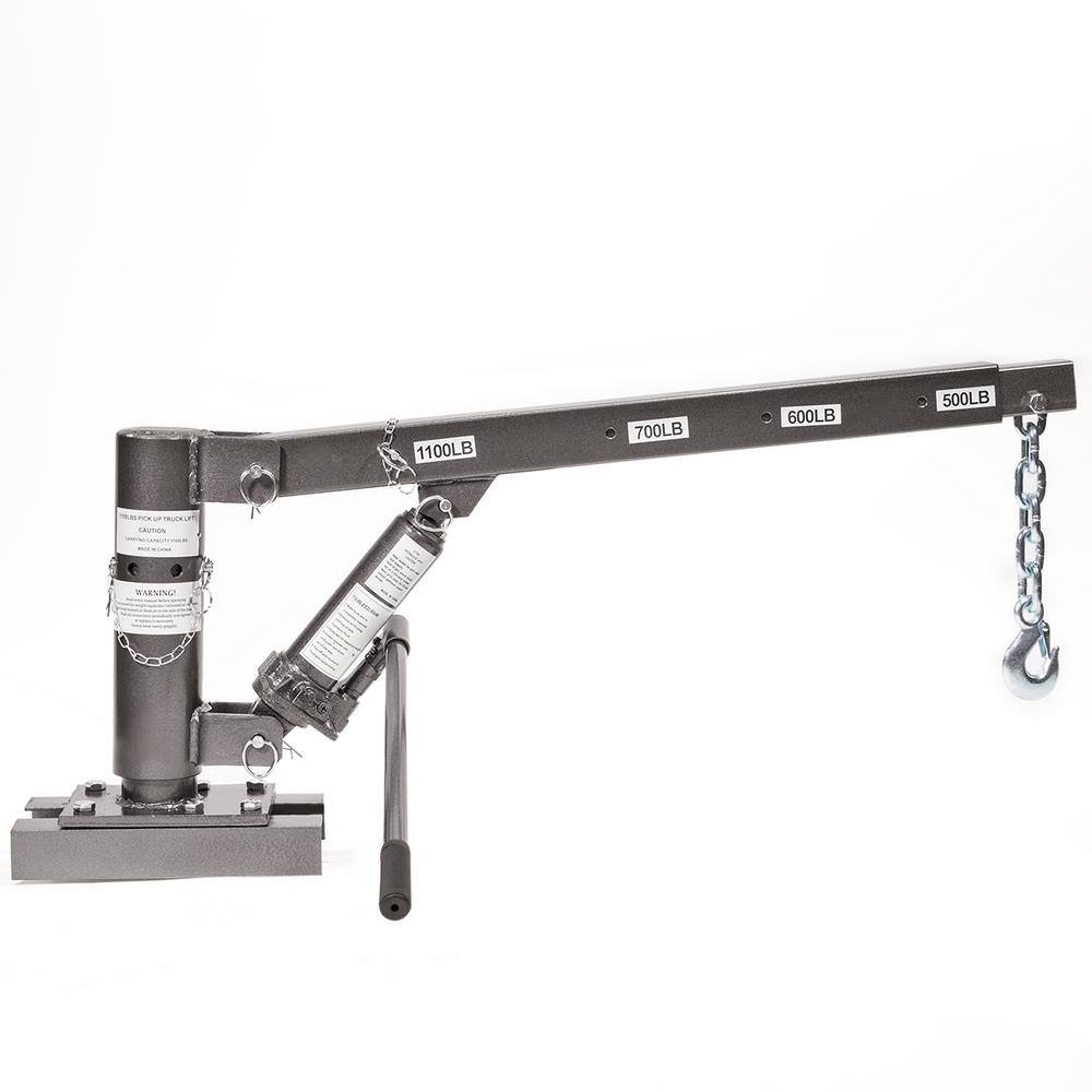 1100 lbs. Capacity 59.5 lbs. Hitch Class I Hitch Mounted Crane Hydraulic Lift Hoist - Hercitys