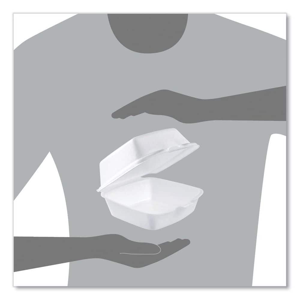 5.38 in. x 5.5 in. x 2.88 in. White Foam Hinged Lid Containers (500-Carton) - Hercitys