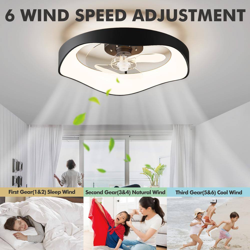 13.39 in. Black Simple Luxury Modern Style LED Recessed Ceiling Fan Light - Hercitys