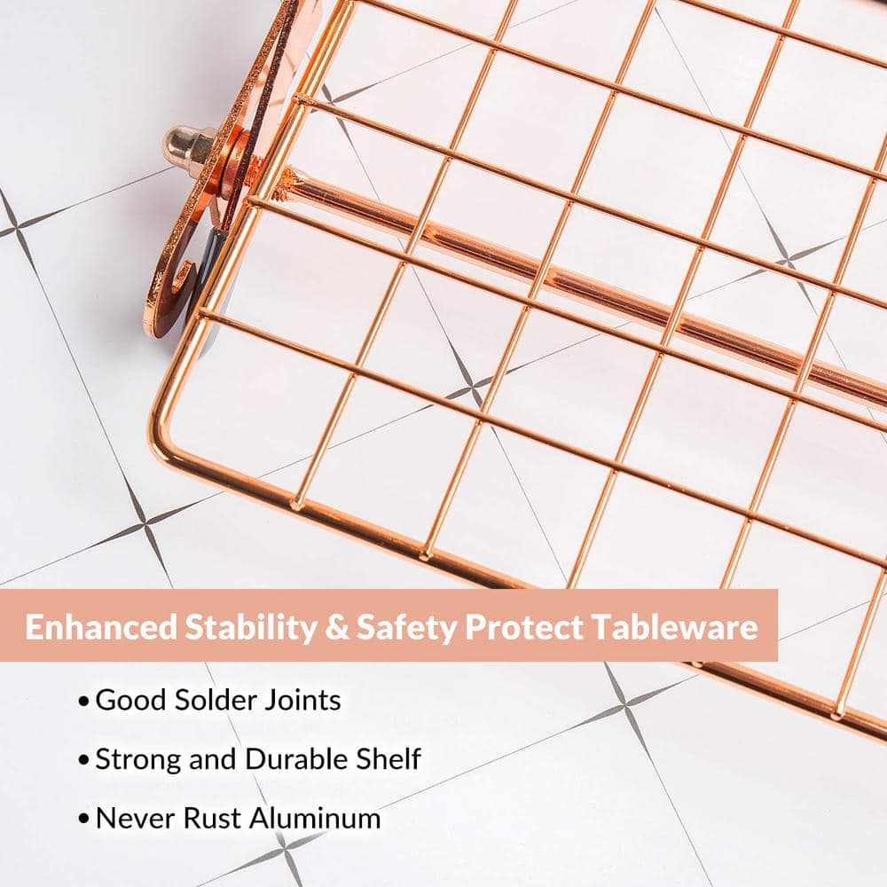 4-Tier RoseGold Collapsible Cooling Rack with Adjustable 3 Setting, Stackable Roasting Cooking Drying Wire Cooling Rack - Hercitys