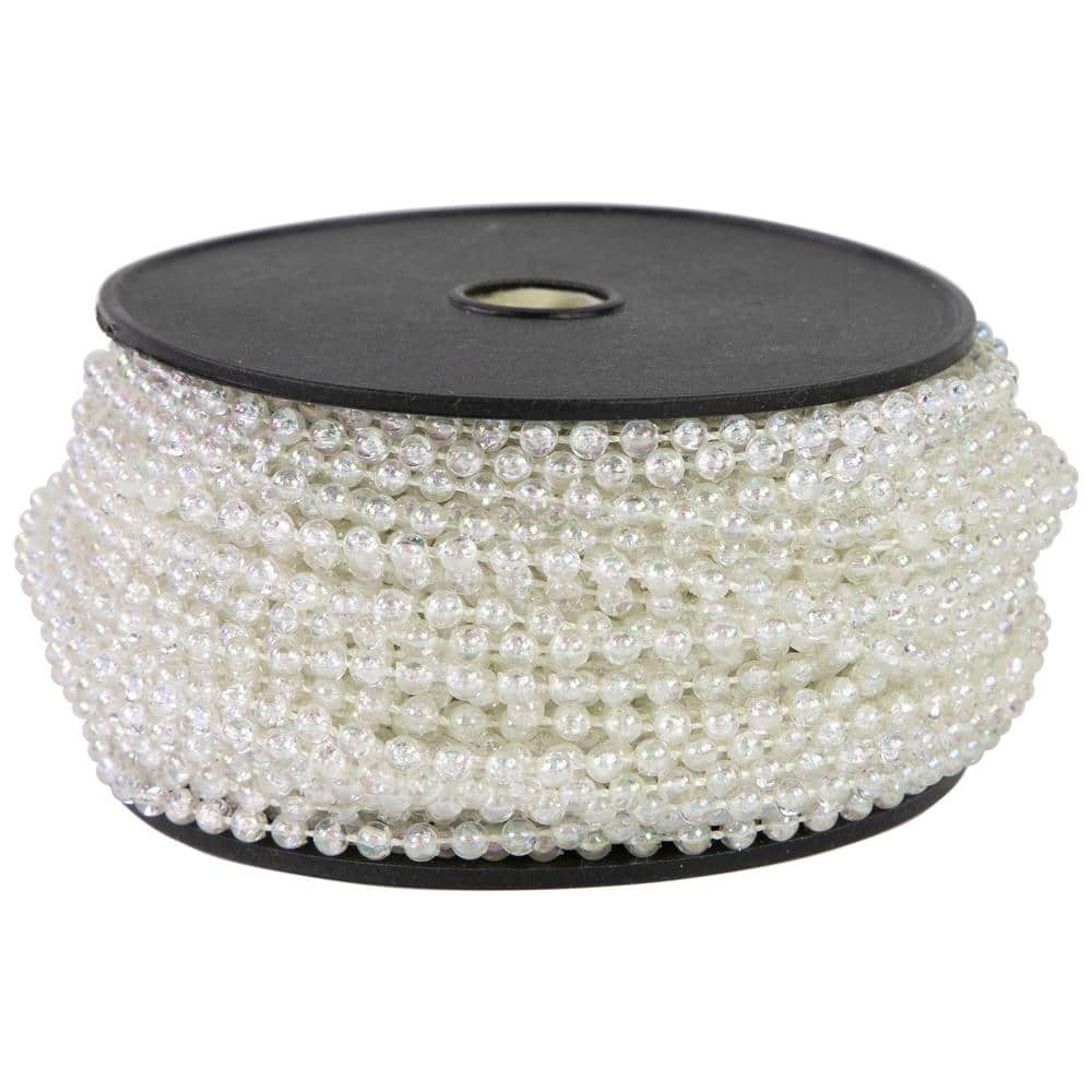 4mm x 100 ft. Small Shiny Clear Iridescent Beaded Christmas Garland - Hercitys