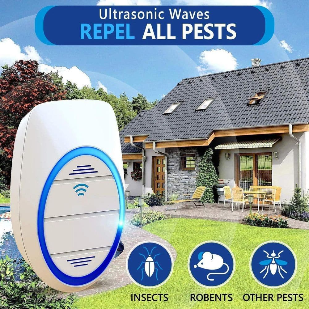 2-Piece Plug-In Ultrasonic Pest Control Repellent Safe and Effective Defender Against Roaches Ants and Mosquitoes, White - Hercitys