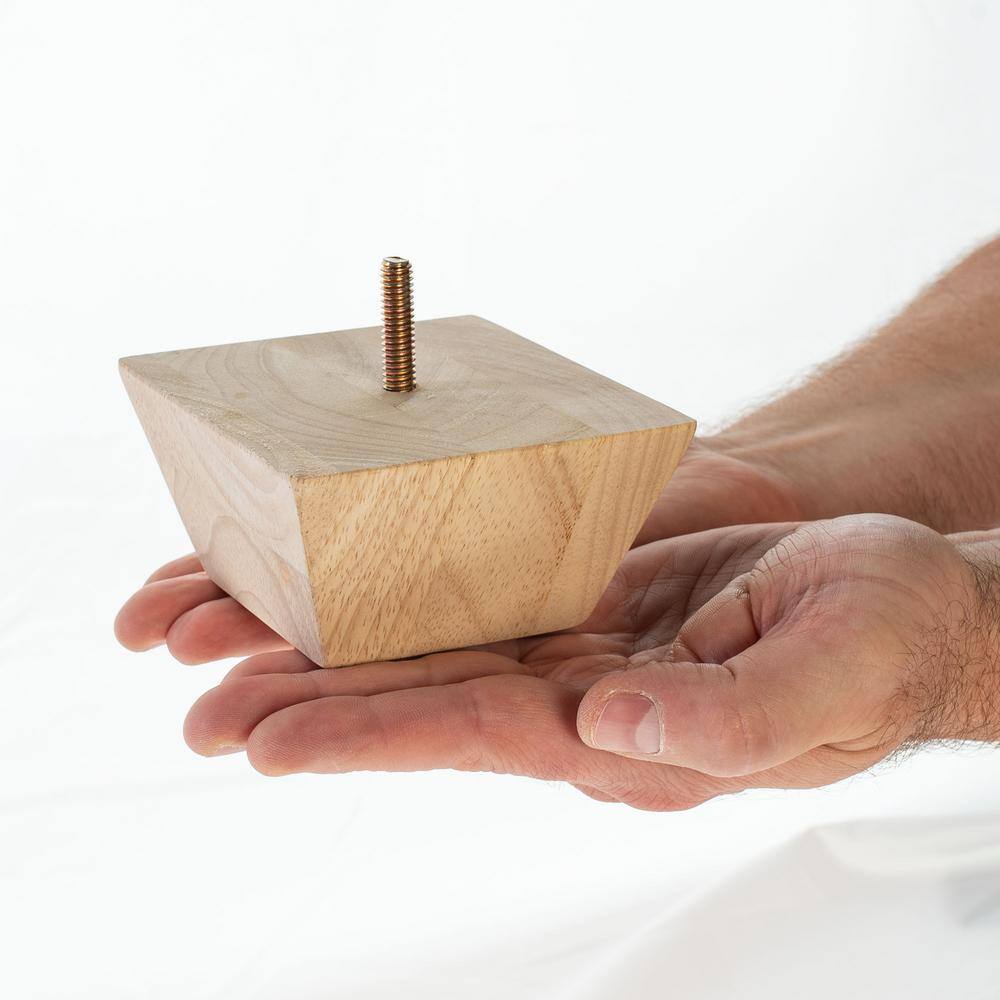 2 in. x 3-7/8 in. Stained Espresso Solid Hardwood Square Bun Foot (4-Pack) - Hercitys