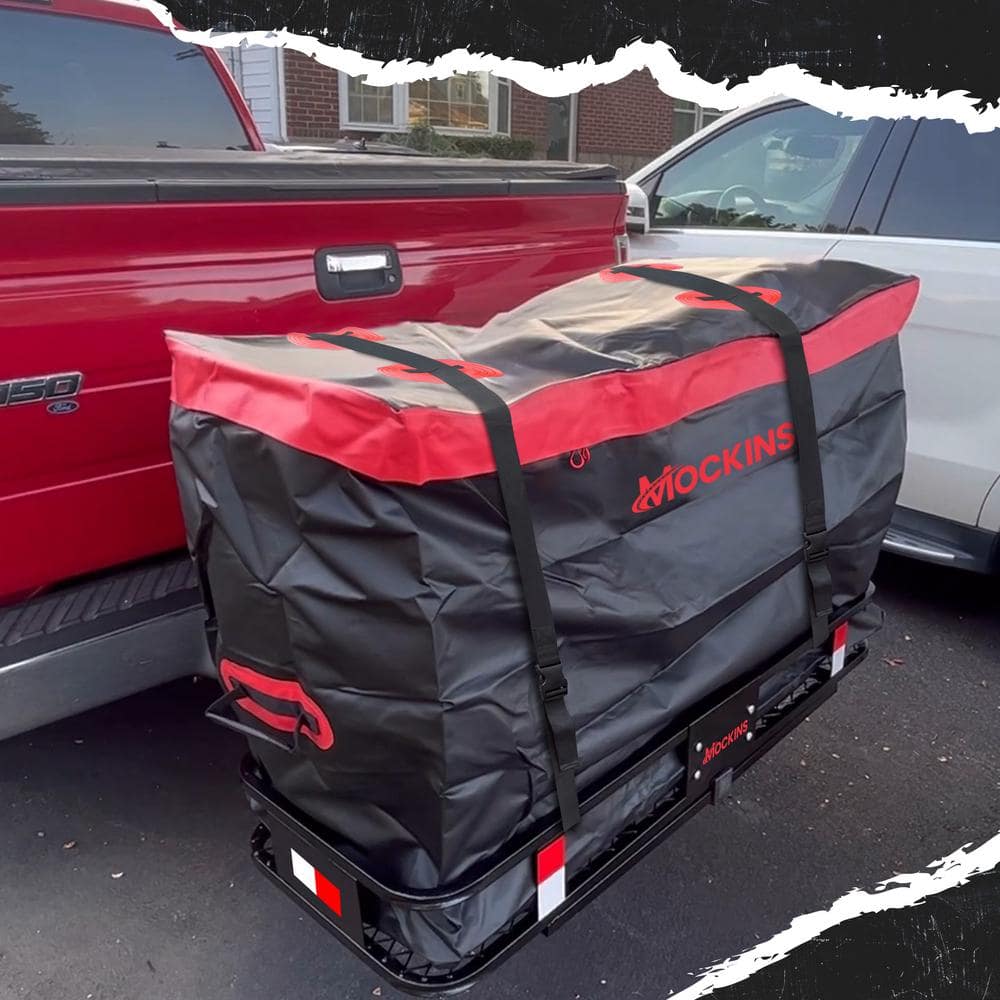 15 cu. ft. Waterproof Cargo Carrier Bag 48 in. x 31 in. x 18 in. Hitch Cargo Bag and 4-Pack Cubes, Red - Hercitys