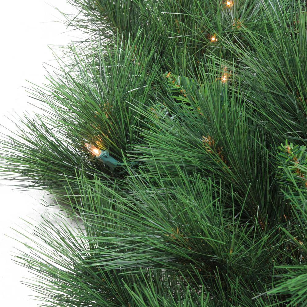 48 in. PreLlit White Valley Pine Artificial Christmas Wreath with Clear Lights - Hercitys