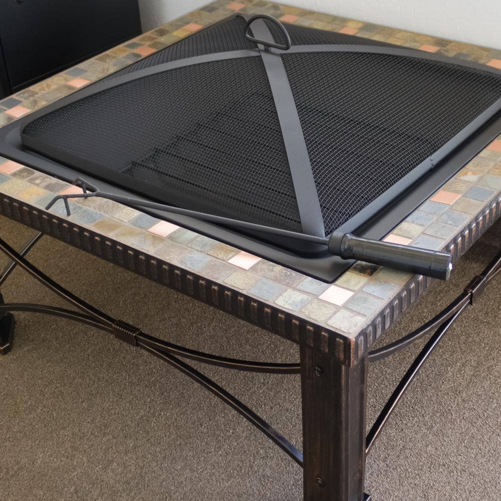 30 in. x 19.5 in. Square Slate Tile Fire Pit - Hercitys