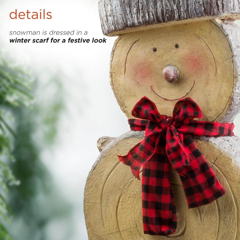 46 in. Tall Extra Large Christmas Snowman Statue with Wood Texture - Hercitys