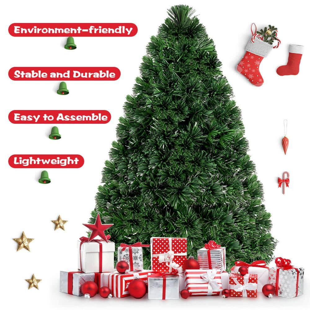 3 ft. Pre-Lit Fiber Optic Artificial PVC Christmas Tree Tabletop with Plastic Stand - Hercitys