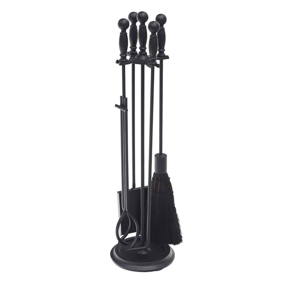 30.25 in. Tall 5-Piece Black Chelmsford Fireplace Tool Set - Hercitys