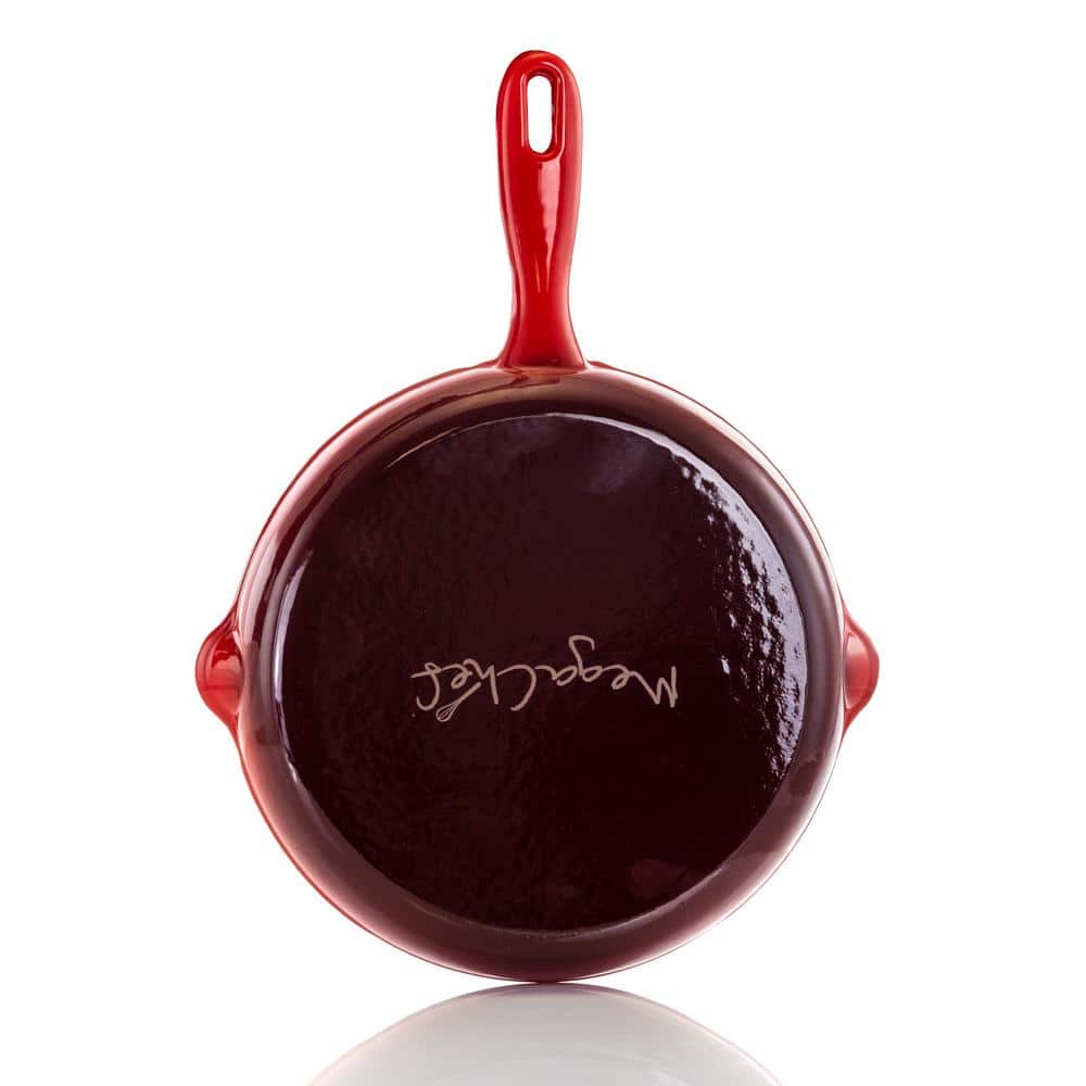 10.25 in. Cast Iron Nonstick Skillet in Red - Hercitys