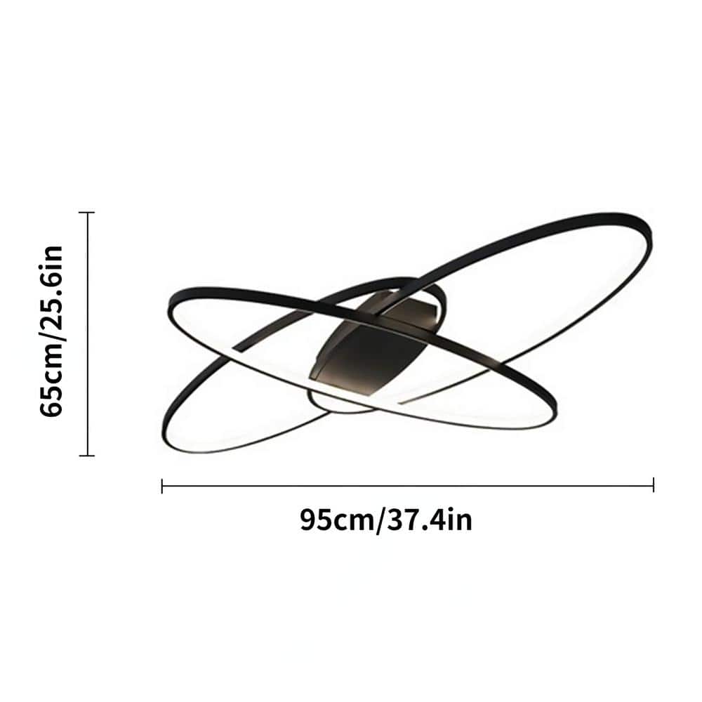 37 in. Black Integrated LED Modern Geometric Flush Mount Ceiling Lamp Fixture - Hercitys