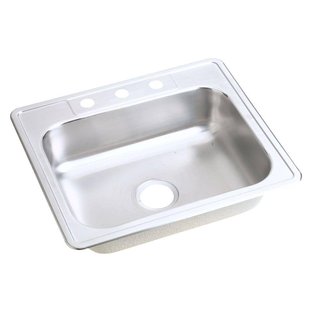 25 in. Drop-in Single Bowl 22-Gauge Satin Stainless Steel Kitchen Sink Only - Hercitys