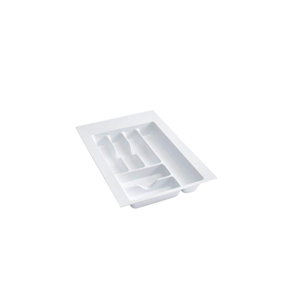 2.375 in. H x 14.25 in. W x 21.25 in. D Medium White Cutlery Tray Drawer Insert - Hercitys