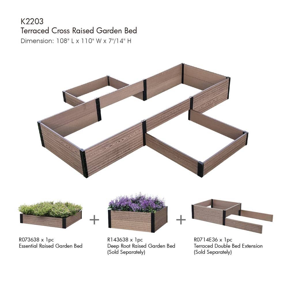 36 in. L x 38 in. W x 7 in. H Essential Composite Raised Garden Bed - Hercitys
