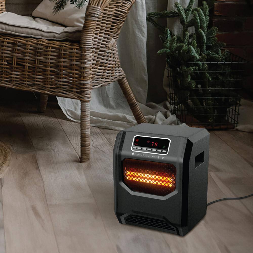 1500-Watt Electric 6 Element Compact Infrared Radiant Space Heater Electric in Black - Hercitys