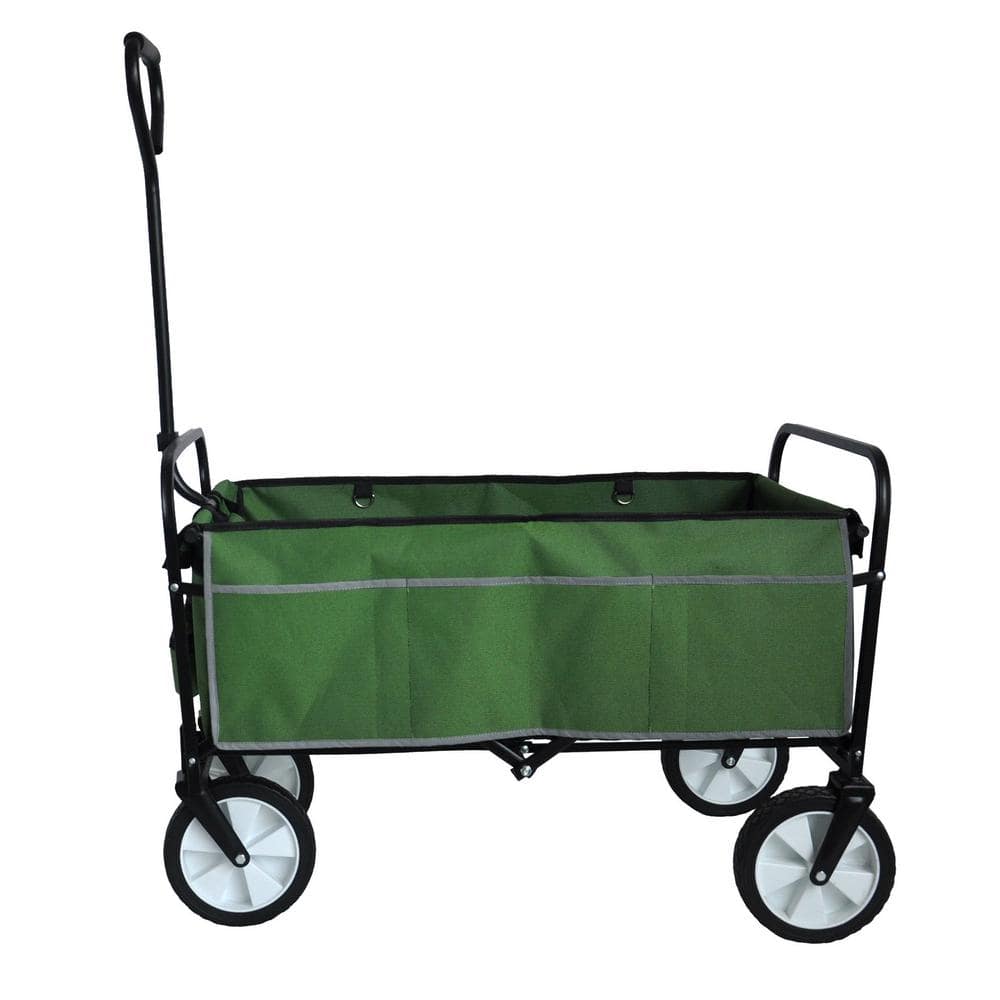 19 cu. ft. Fabric Metal Folding Wagon Shopping Beach Garden Cart, Green - Hercitys