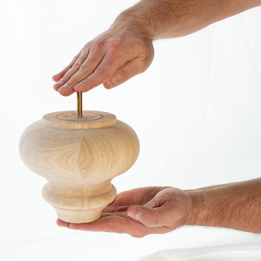 5-1/8 in. x 6 in. Stained Cherry Solid Hardwood Round Sofa Leg (4-Pack) - Hercitys