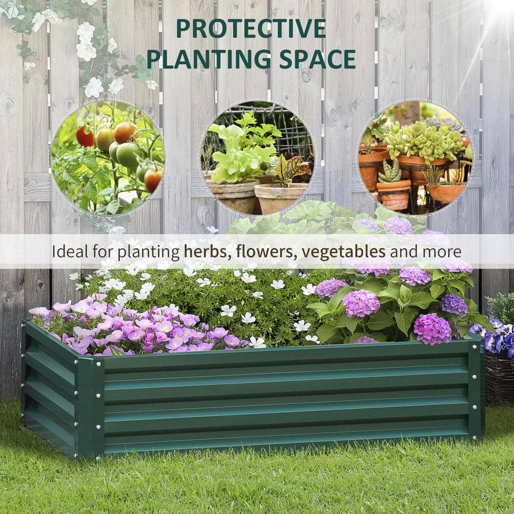 4 ft. x 2 ft. x 1 ft. Green Steel Raised Garden Bed Box - Hercitys