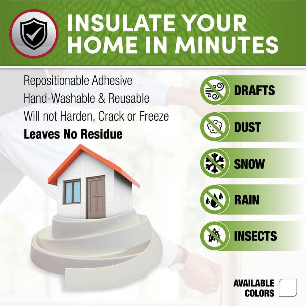 1 in. x 1/4 in. x 10 ft. White EZSuperSeal No Mistake Weatherstrip Tape - Hercitys