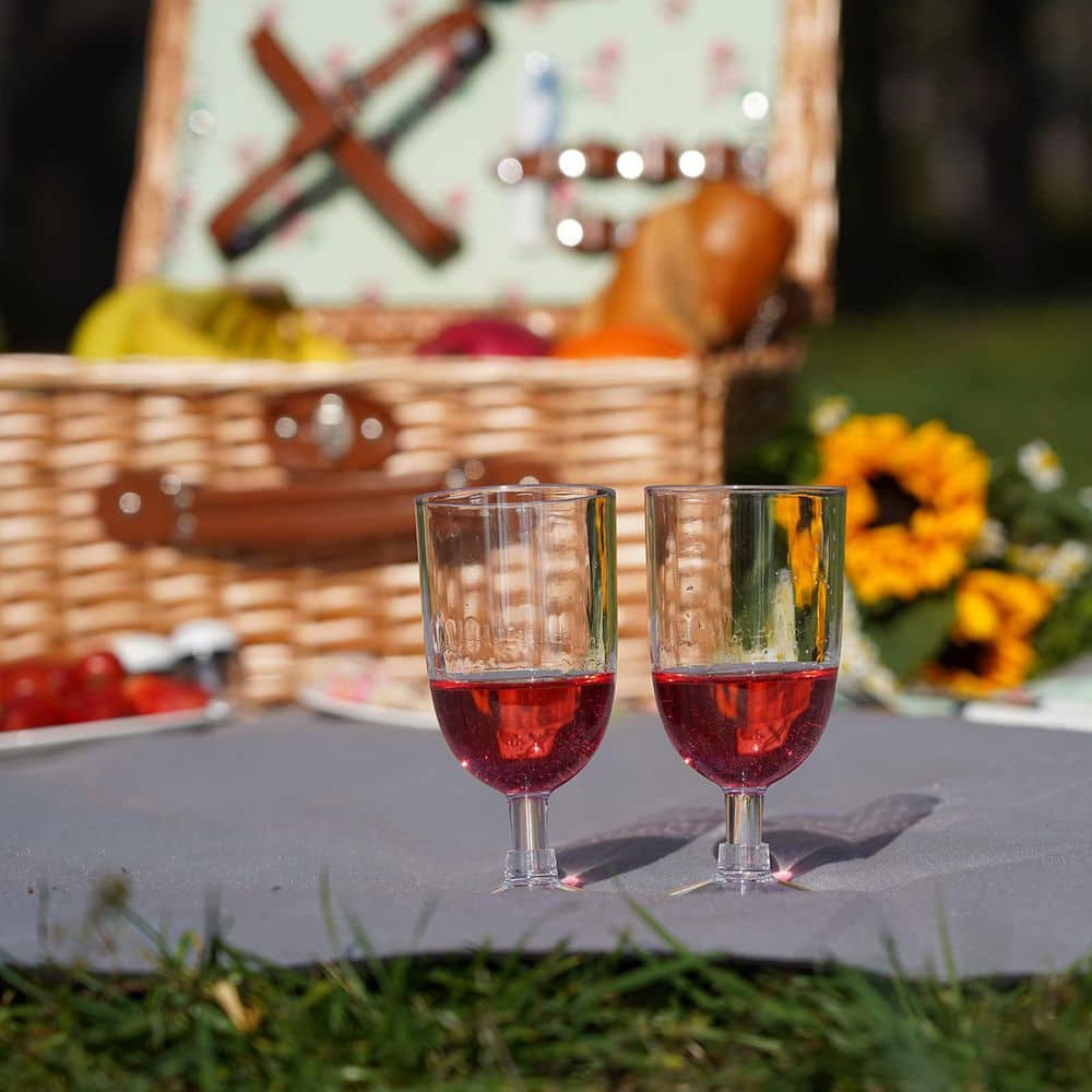 2-Person Wicker Picnic Basket with Utensils Cutlery, Handmade Willow Hamper Basket - Hercitys