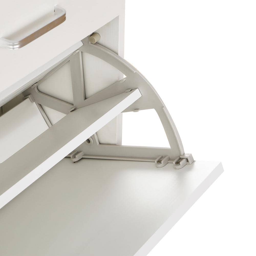 31.49 in. x 9.44 in. x 42.12 in. Freestanding Flip-Flop Shoe Cabinet in White MDF with 2 Flip-Flop-Drawers and 2-Drawers - Hercitys