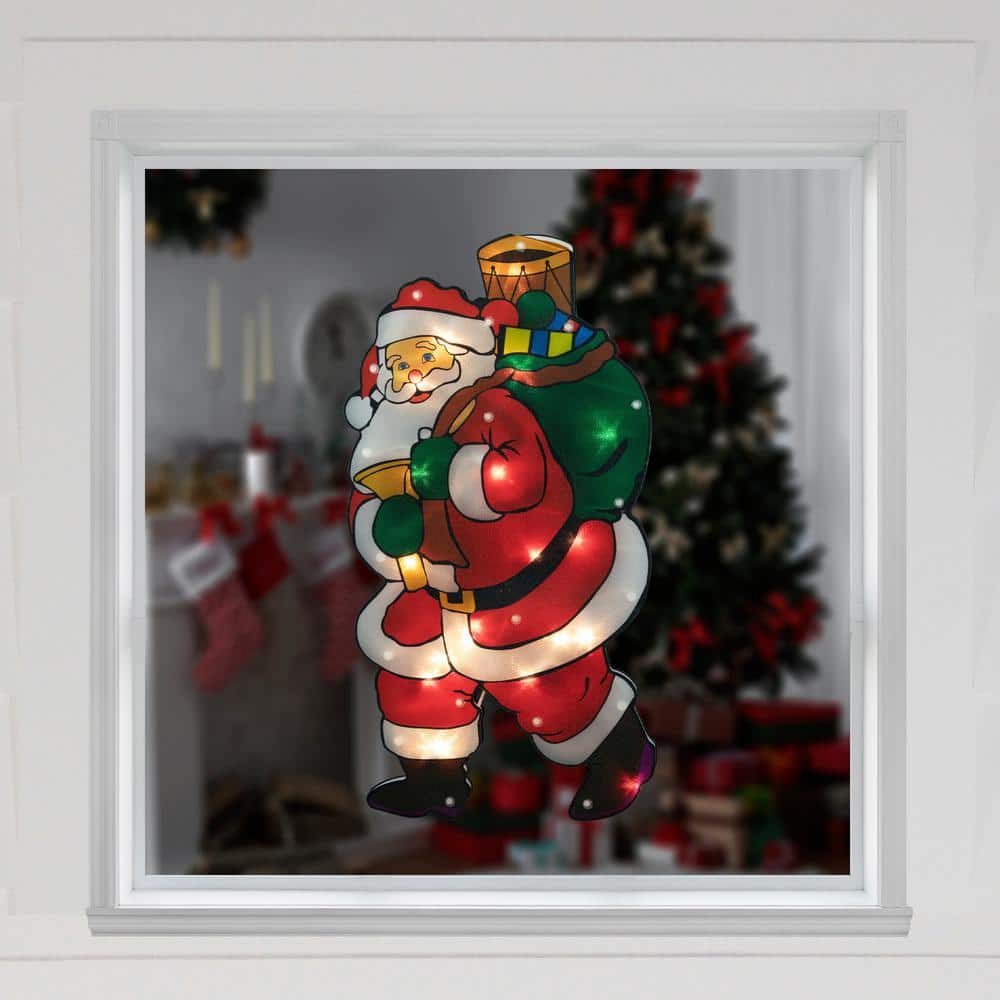 17.75 in. Lighted Santa Claus Christmas Window Silhouette - Hercitys