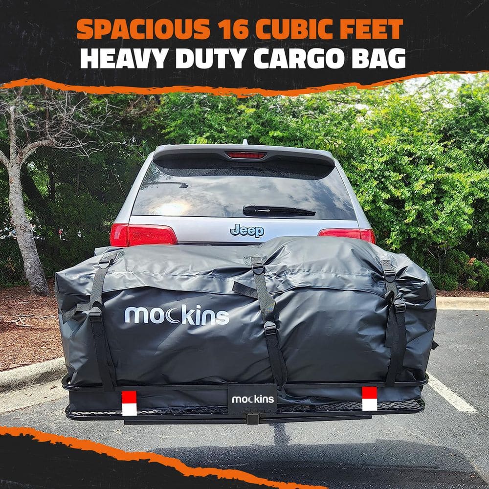 16 Cu Ft. Waterproof Hitch Cargo Carrier Bag (58 in. x 20 in. x 24 in.) with 3-Buckle Straps, Lock and Carry Case - Hercitys
