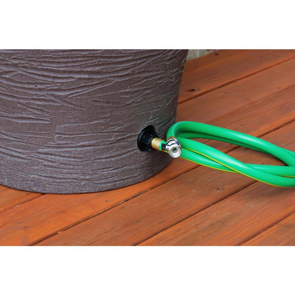 50 Gal. Earth Brown Water Urn Flat-Back Rain Barrel with Integrated Planter and Diverter Kit - Hercitys