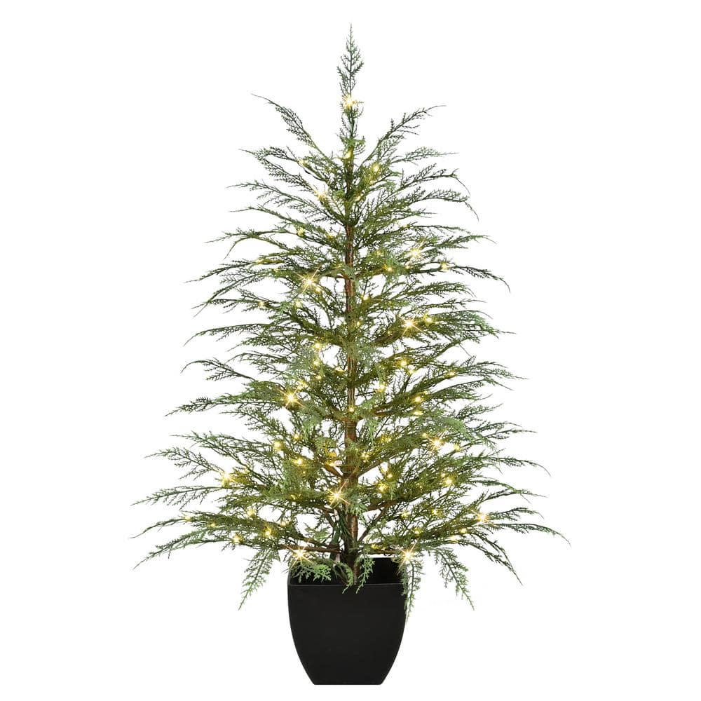 4 ft. Prelit Mountain Cedar Artificial Christmas Tree - Hercitys